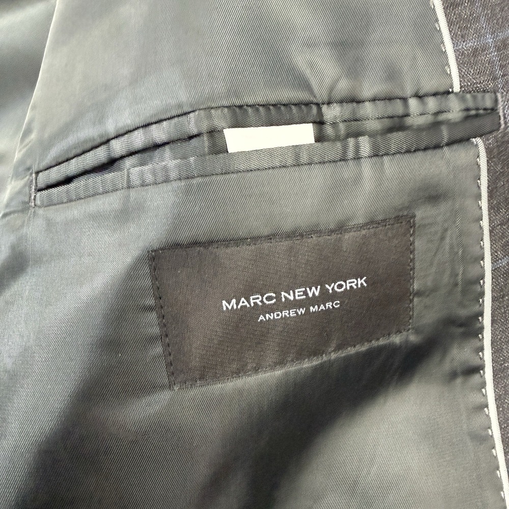 Marc New York Sports‎ Jacket Mens 46L Grey Blue Window Pane Check Dress Blazer - Picture 4 of 11
